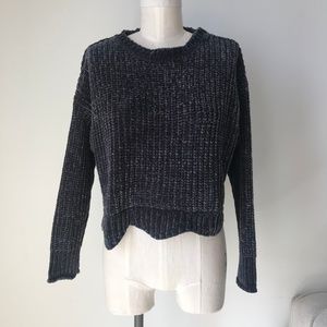 Zara Knit Velvet Charcoal Sweater Top
